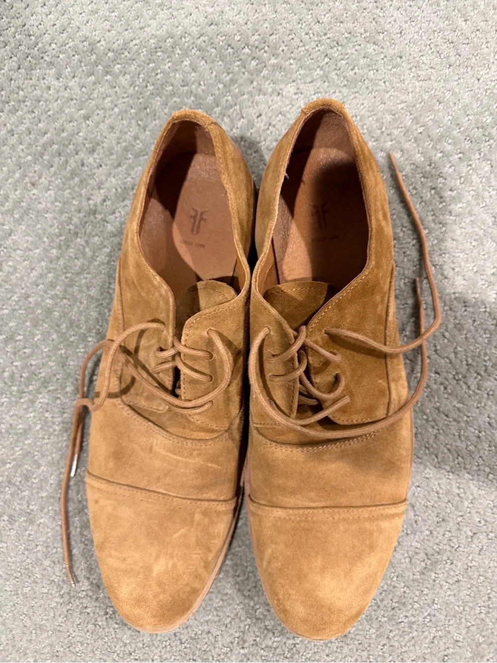Frye Men’s Suede Cap-Toe Derby in Cognac